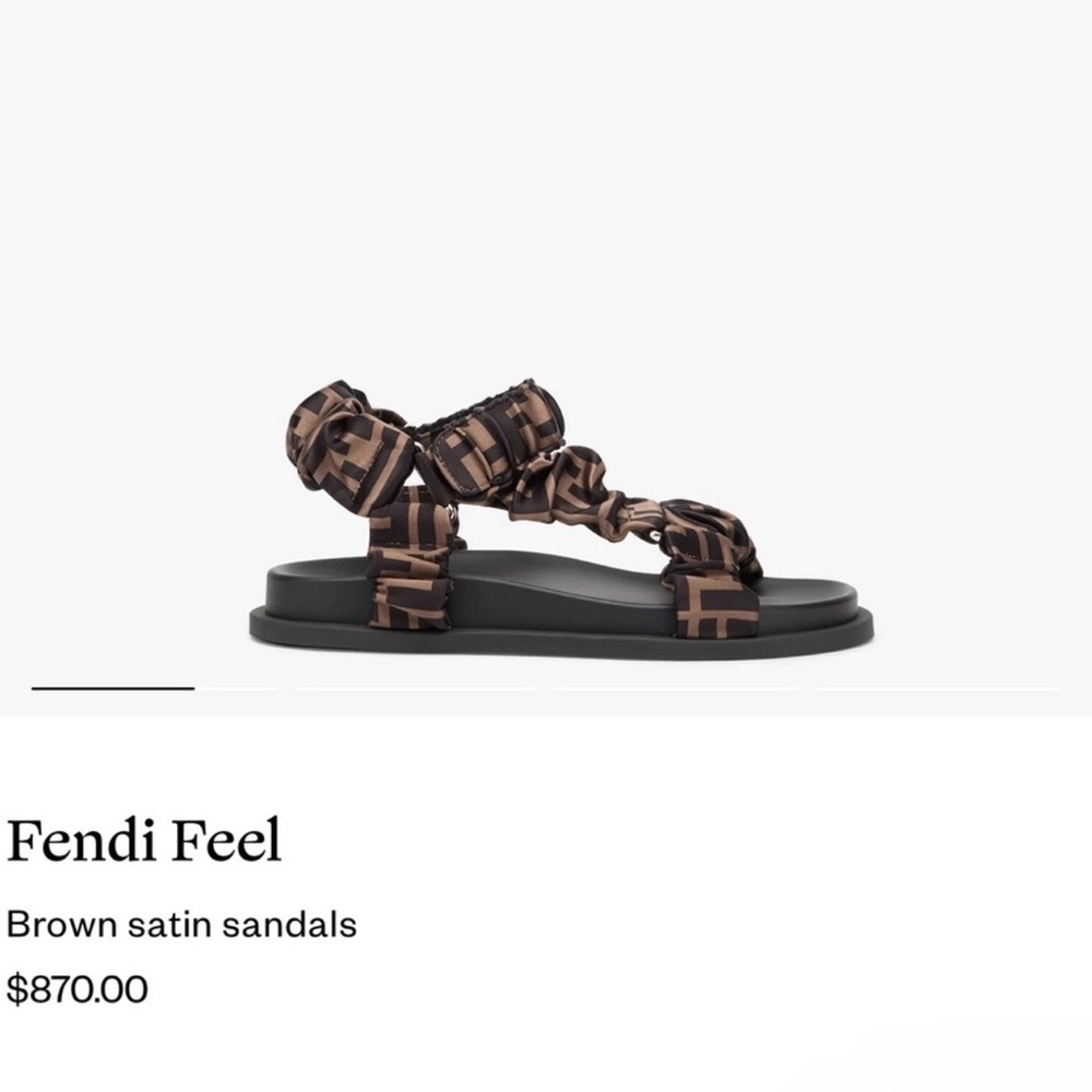Fendi Brown Logo-Print Strappy Sandals